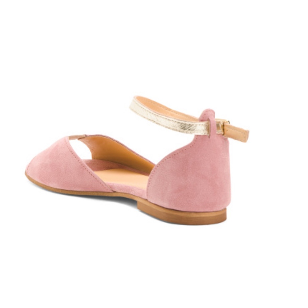 Les Italiennes Pink Suede Flat Sandals